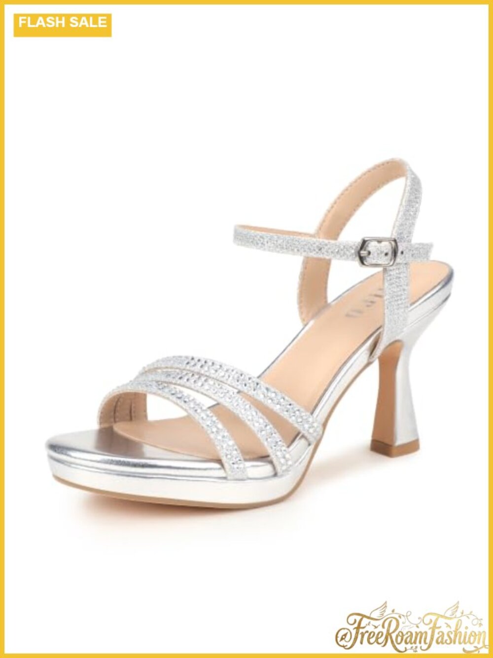 IDIFU Women's Platform Sparkly Rhinestone High Stiletto Strappy Heels